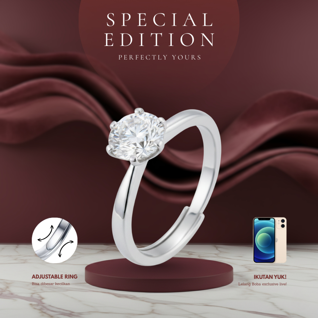 Cincin Kawin 925 ukuran adjustable jari wanita lentik zirkon mewah AA+ potongan sempurna round shape