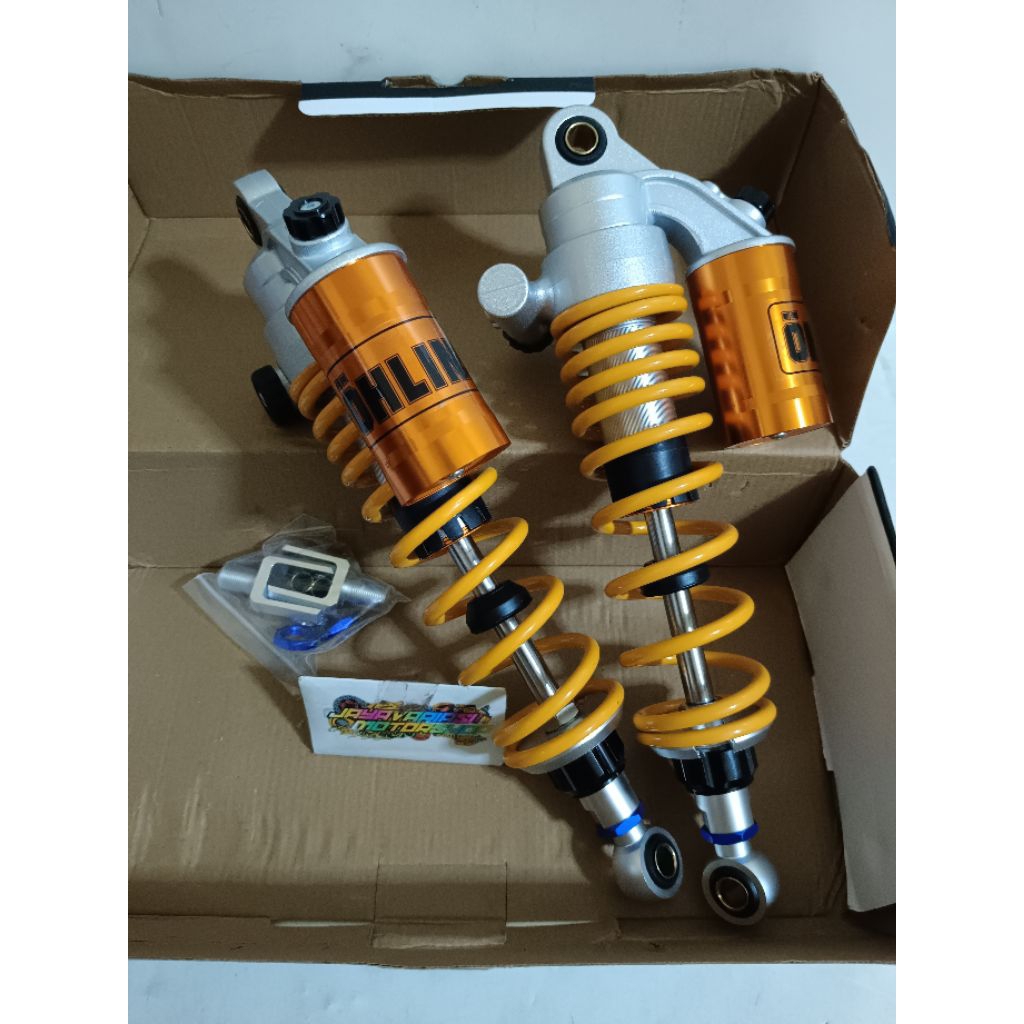 NEW Shockbreaker Shock Copy 0h£in$ Click Samping Variasi Yellow Gold Double Tabung Atas Uk 320mm & 3