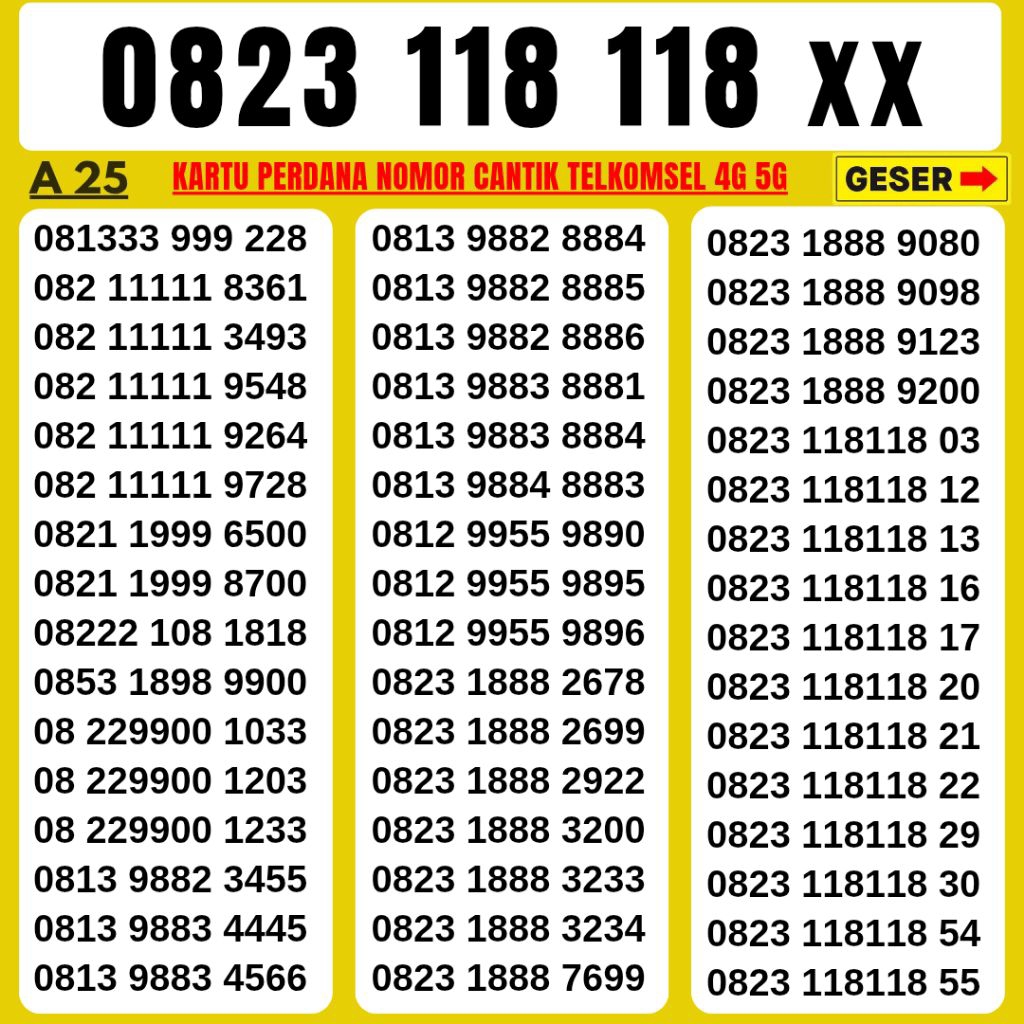 Nomor Cantik Telkomsel Panca Super 118 118 Kartu Perdana Telkomsel Tsel Red Telkomsel 5g Telkomsel 1