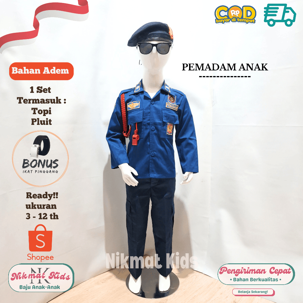 Baju damkar anak baju pemadam kebakaran seragam damkar anak kostum pemadam anak tk profesi paud