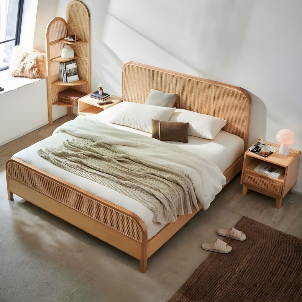 Bed Tempat Tidur Rotan Jati Jepara Natural Jati Tahan Lama Untuk Rumah Furniture