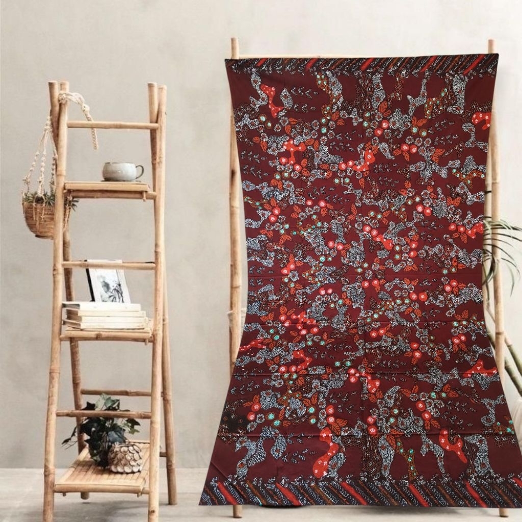 Kain Batik Tulis Madura Warna Bergundy Couple