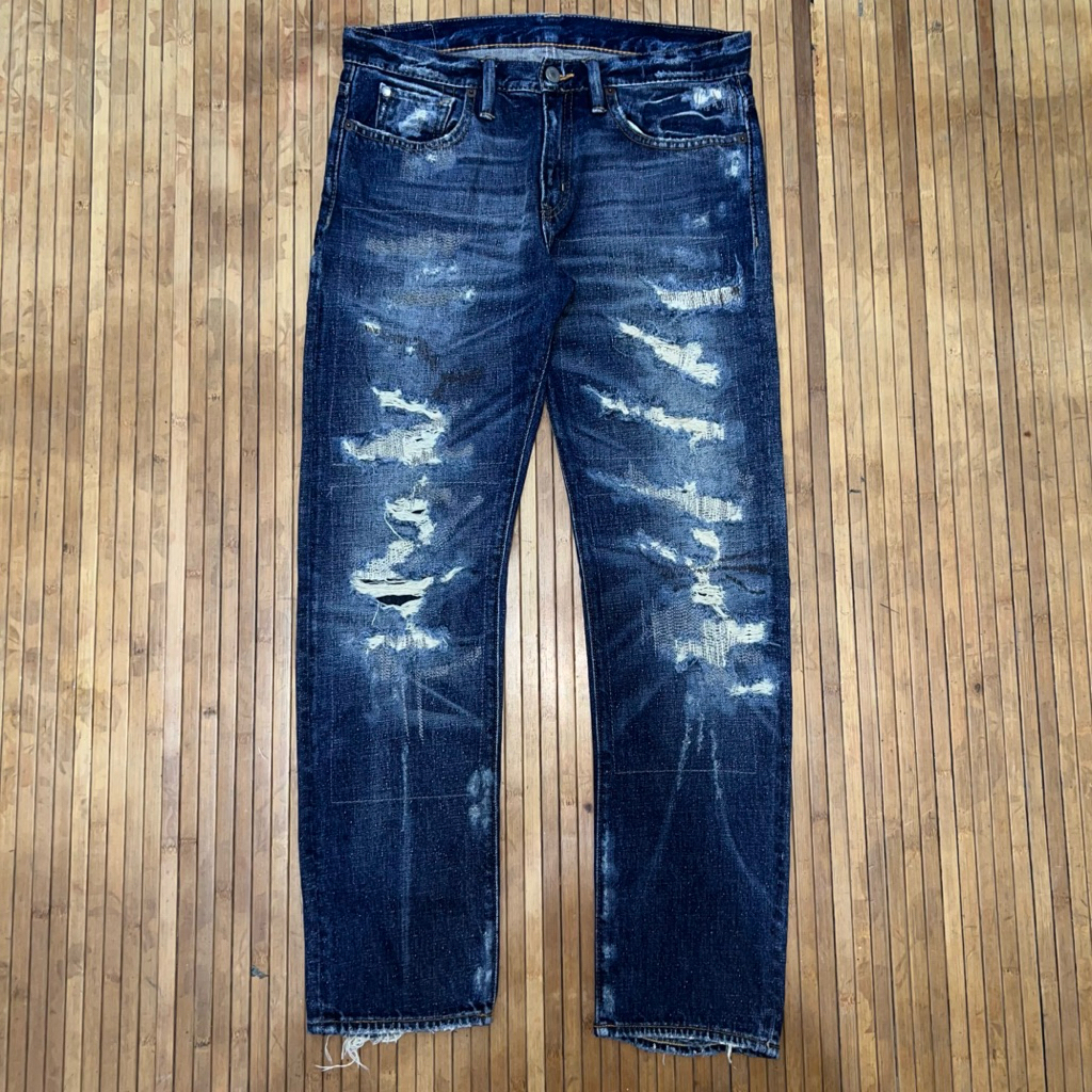 DENIM & SUPPLY RALPH LAUREN DISTRESSED RIPPED FABRIC DENIM JEANS RRL