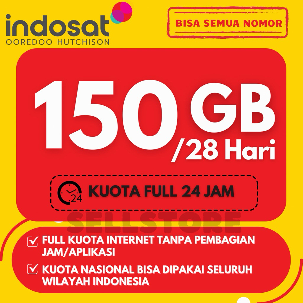 KUOTA MURAH INDOSAT 40GB 100GB 150GB 200GB 30HARI FULL TANPA PEMBAGIAN