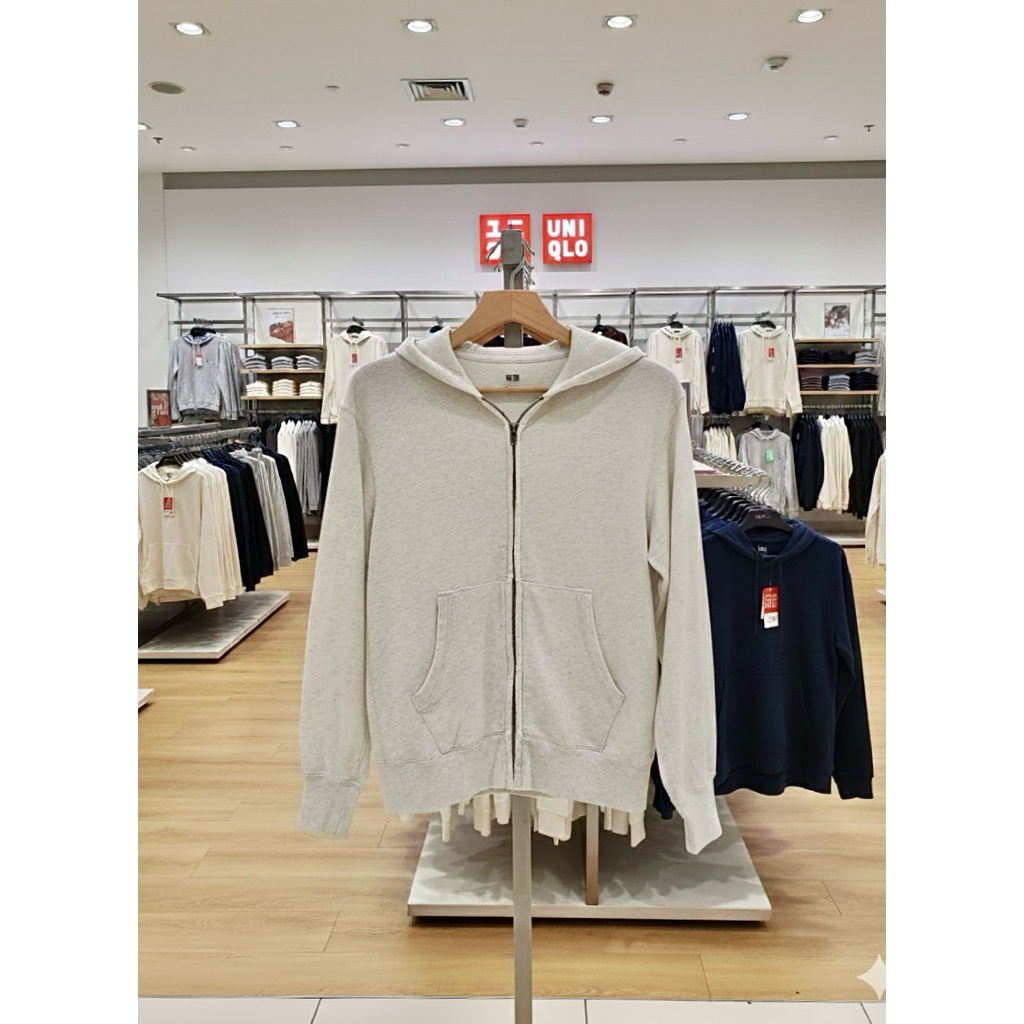 HD Zipper Original Uniqlo Cotton 100% Size S (White Misty) | Gramasi 1KG | Men Women (BACA DESKRIPSI