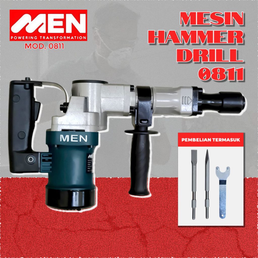 Men Mesin Hammer Drill 0811 Mesin Bobok Beton Tembok Demolition Hammer Drill Men 1600Watt Co