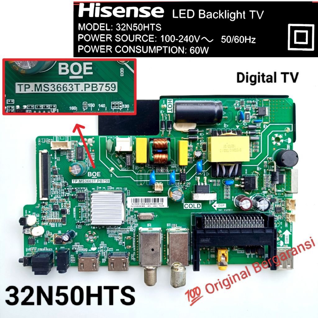 Mainboard Hisense 32N50HTS Mb 32" Part Power Mobo / board hisens 32N 50HTS 32 N 50 HTS Original Berg