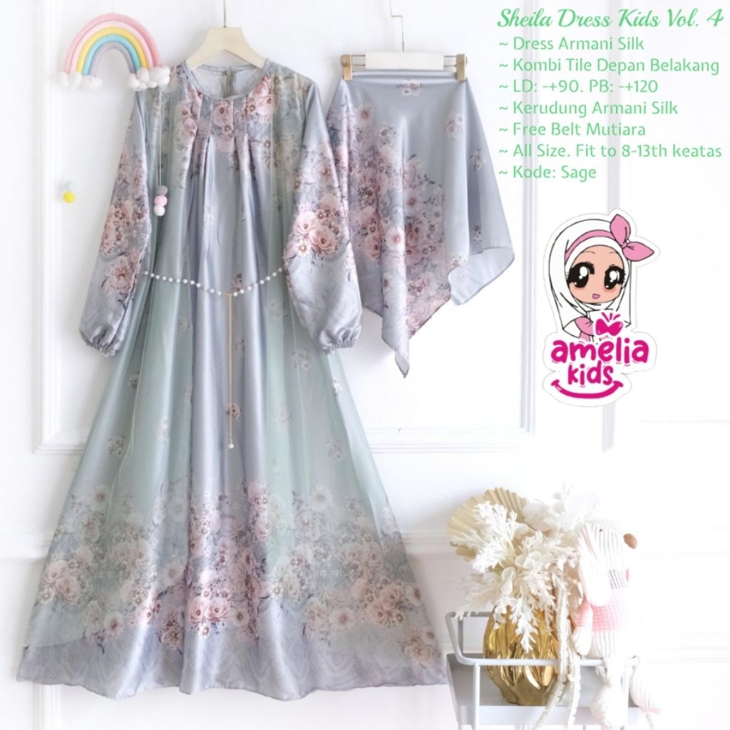 (COD) Sheila dress kids ORI Amelia kids// dress anak perempuan