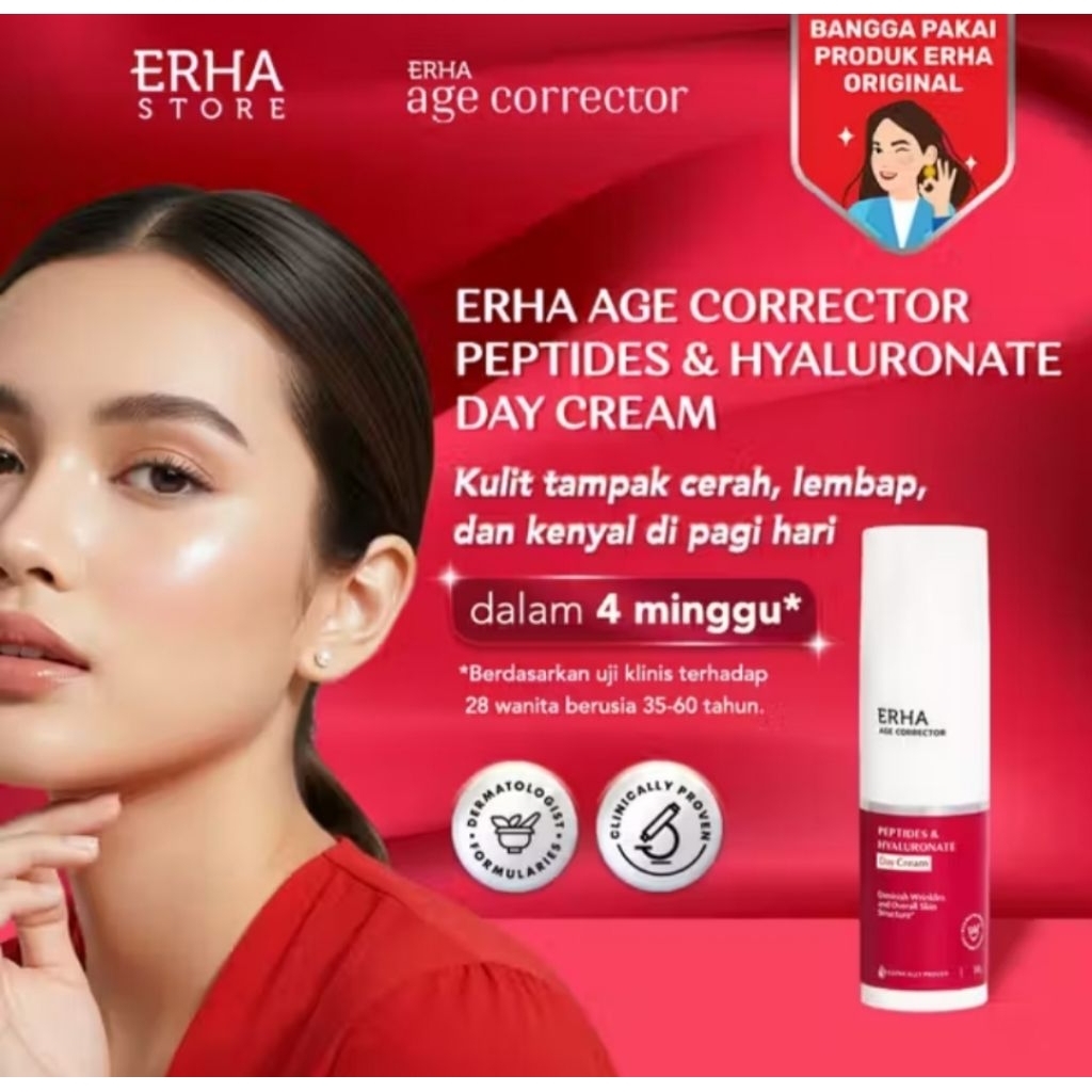ERHA Age Corrector Day Cream Peptides & Hyaluronate – Krim Siang Anti Aging | Melembapkan & Mengenca