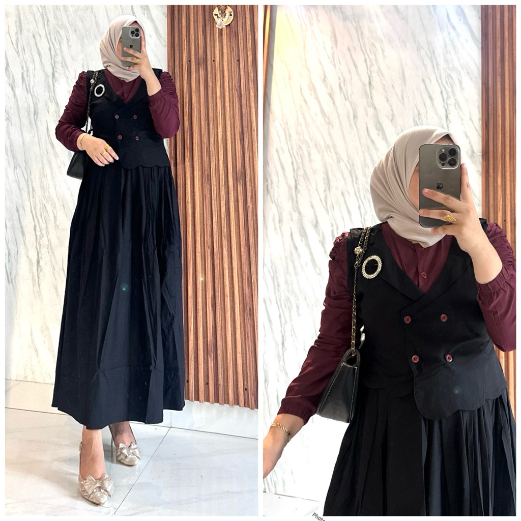Midi dress layla busui / layla terbaru / midi dress layla kancing 4  /  midi dress layla kancing