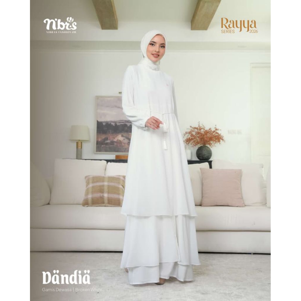 SARIMBIT NIBRAS TERBARU DANDIA GAMIS DEWASA/ABAYA DEWASA WARNA PUTIH