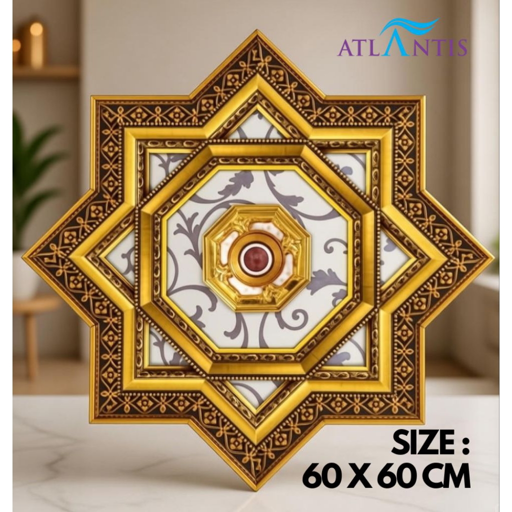 Ornamen lampu plafon pvc / fitting lampu hias plafon ukuran 60 x 60 cm