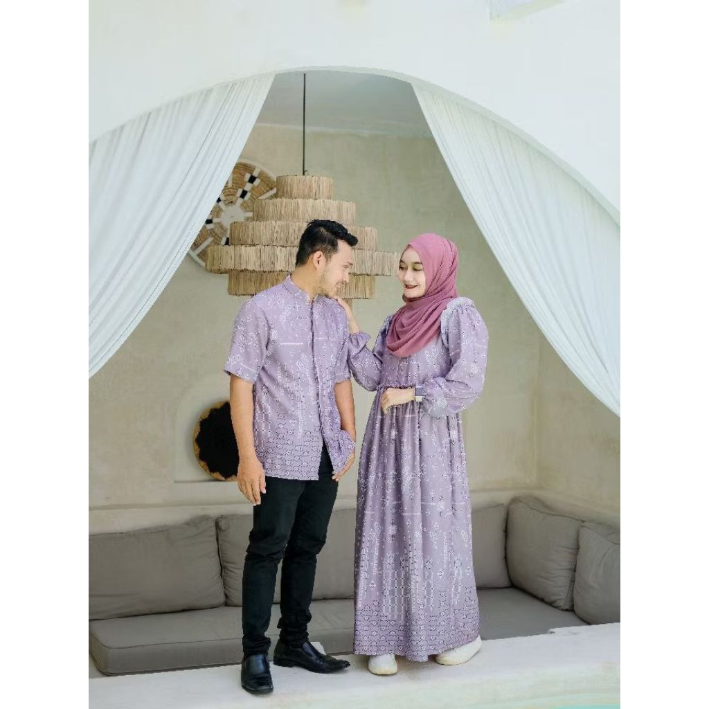 Couple Gamis Malika Maxmara Luxury Premium Busui Resleting Depan Gamis Couple Lebaran Terbaru Dress 