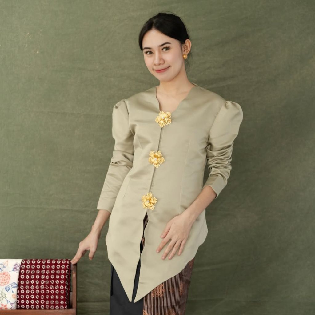 kebaya polos hijau sage