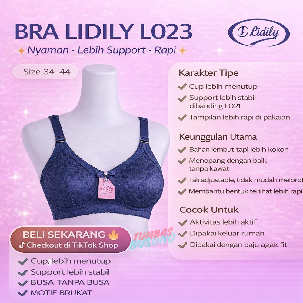 BRA LYDYLY L 023 || BRA BRUKAT BIG CUP B-C TANPA BUSA TANPA KAWAT BH MAMA LYDYLY KUALITAS TERBAIK BH