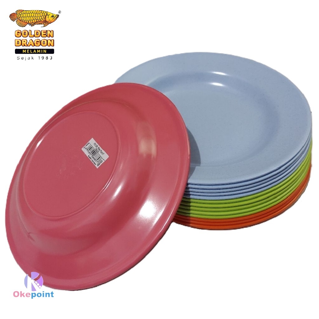 Piring Makan 9 Inch Melamin Golden Dragon P0109 Original