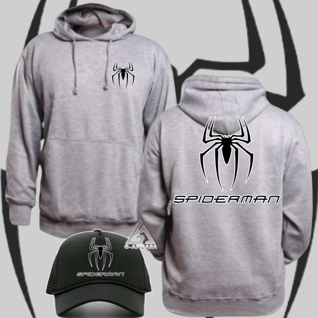 HOODIE JUMPER DAN TOPI BLACK SPYDER MAN HOODIE DAN TOPI DIJUAL TERPISAH