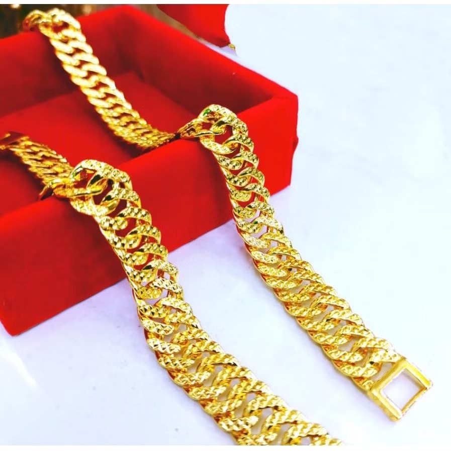 GELANG SISIK NAGA LAPIS EMAS | PERHIASAN 24K | GELANG RANTAI | GELANG TANGAN DEWASA