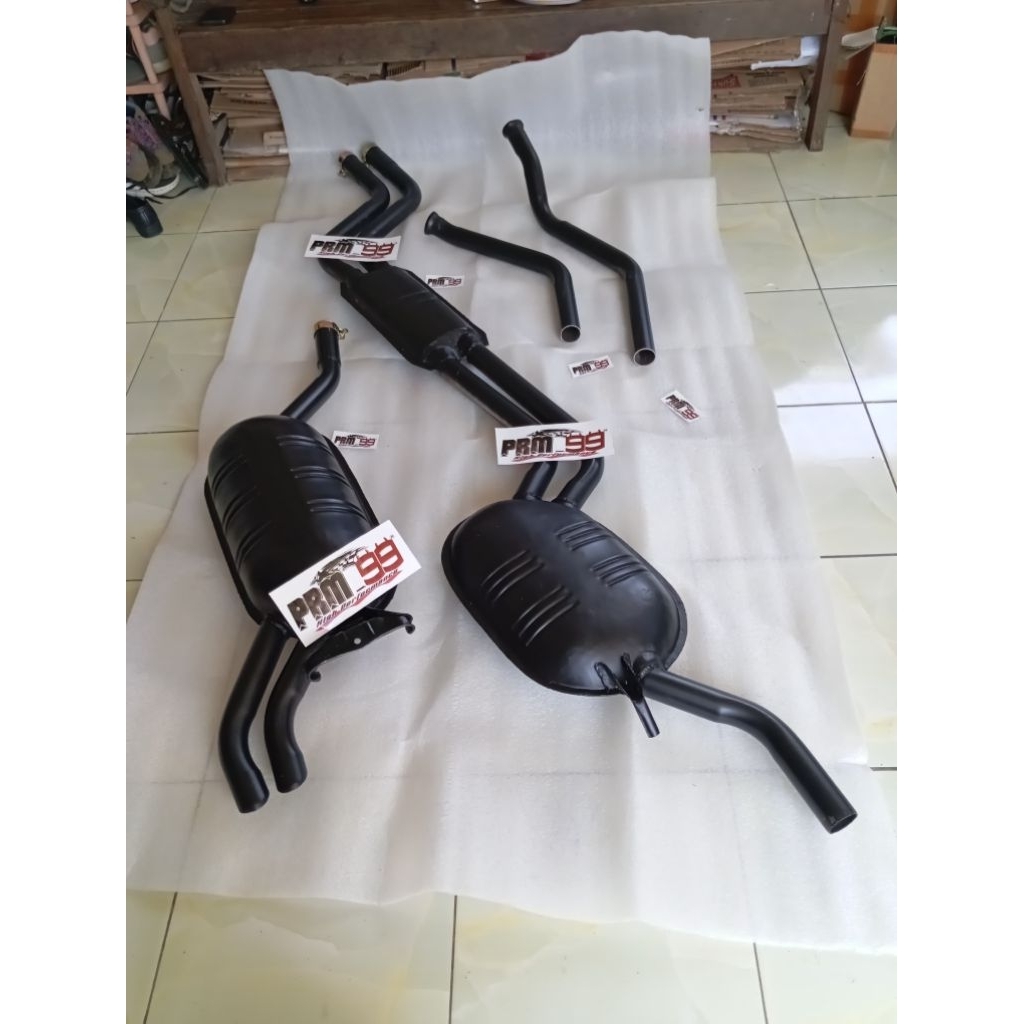 knalpot full system Mercedes Benz W124 300E mercy boxer model standar original finsihing black Hi-Te