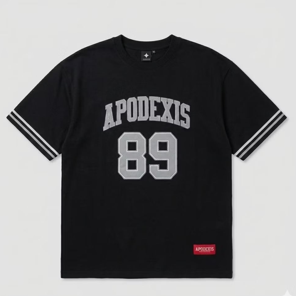 Apodeixis - Kaos Oversize Stirped Motif Angka Lengan Pendek - Kaos Jesey Baseball Unisex Pria Wanita