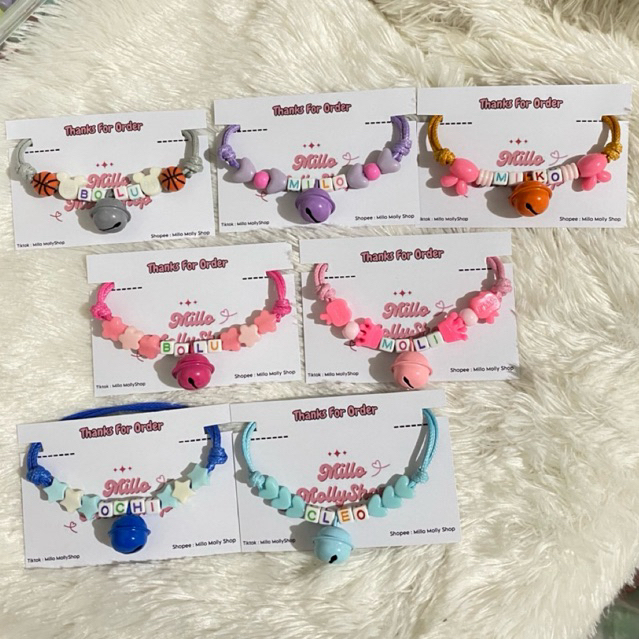 Kalung Kucing Nama Huruf Kotak / Kalung Kucing Lucu / Kalung Kucing Nama / Kalung Kucing Custom Nama