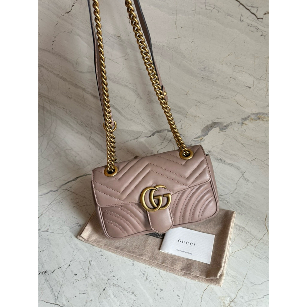 Preloved gucci mini marmont nude ghw authentic shoulder bag