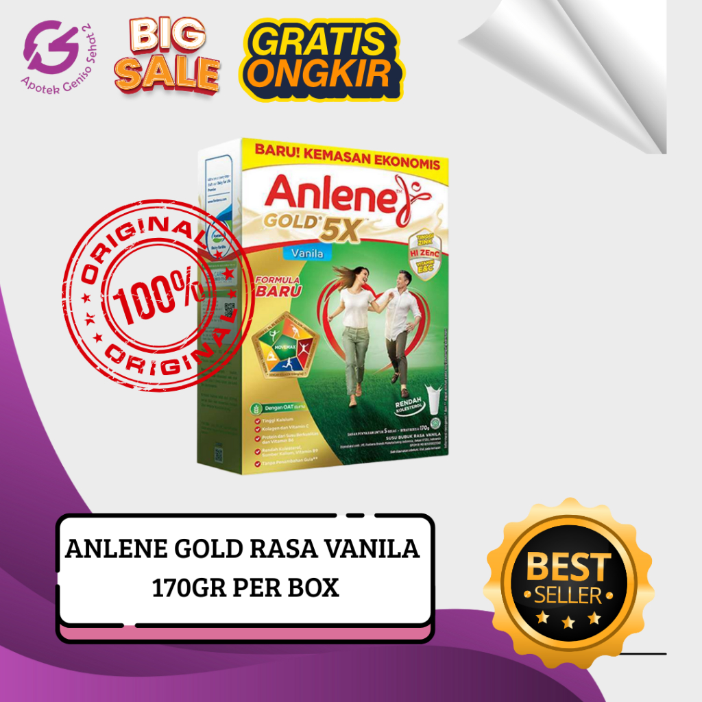 ANLENE GOLD RASA VANILLA SUSU UNTUK LANSIA (170 GRAM)