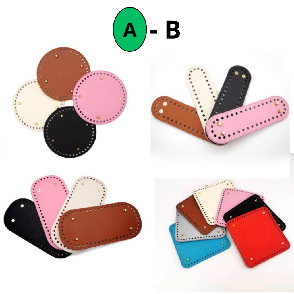 Bahan Alas Tas Rajut Import Premium Bulat Persegi Panjang PU Kulit Leather Base