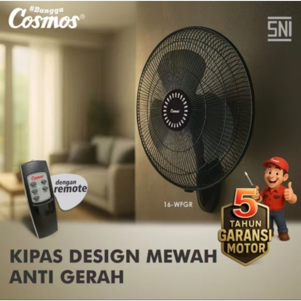 Kipas angin Cosmos dinding/gantung Cosmos remote 16in 16 WFGR,16 WFCR