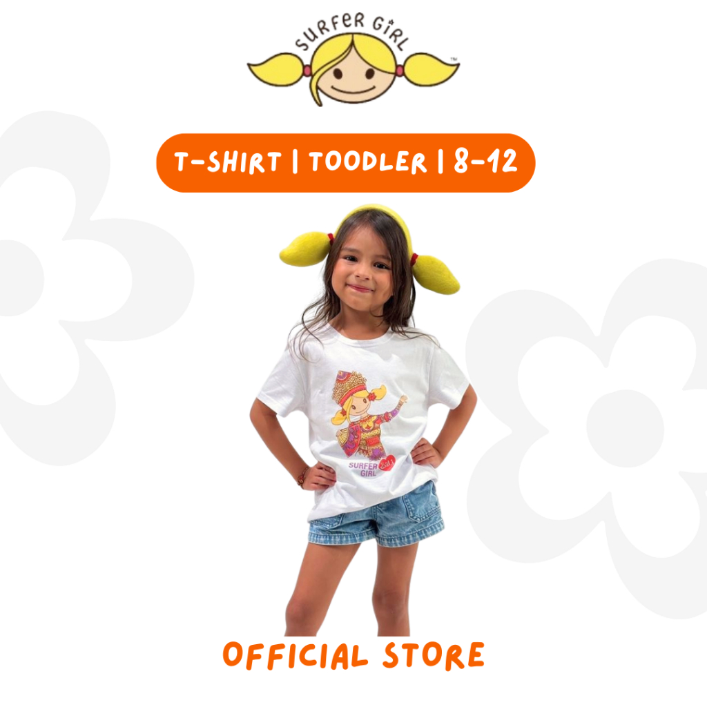 Surfer Girl Legong Girl White Tee 254GSSB001WHT | Legong Toddler T-shirt | Kaos Legong Bali Anak | K