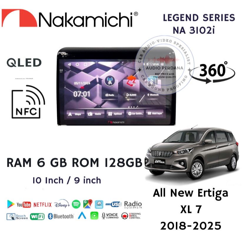 Headunit Android Carplay All New Ertiga /  XL7  XL 7 NAKAMICHI LEGEND MK IV Ram 6gb Rom 128gb NFC QL