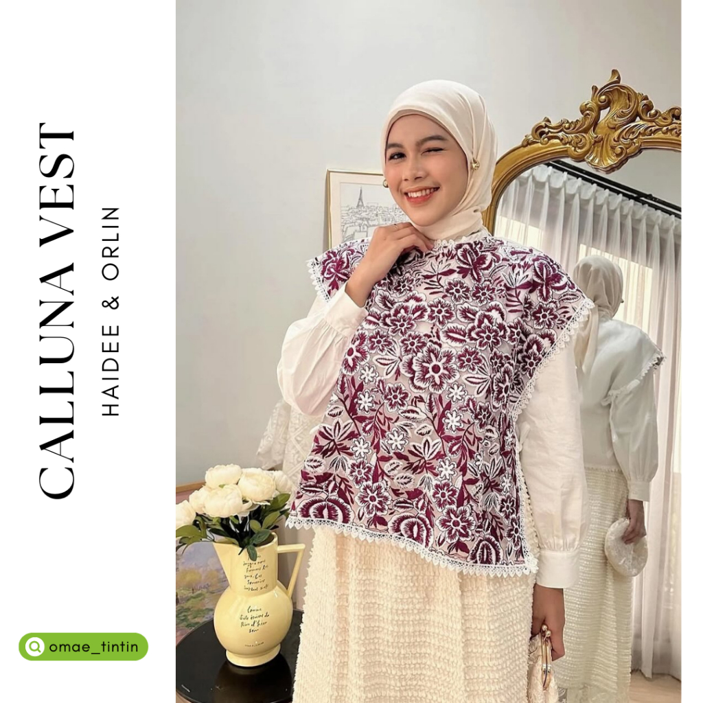 Haidee & Orlin CALLUNA VEST (BURGUNDY, BLACK, MAUVE, BROWN, NAVY) | Luaran Outer Roses Bunga-Bunga W