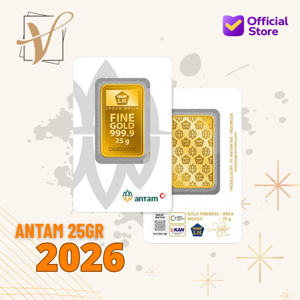 PROMO Logam Mulia Antam Press ( LM ) 25GR 25 GRAM (FREE KOTAK ANTAM)