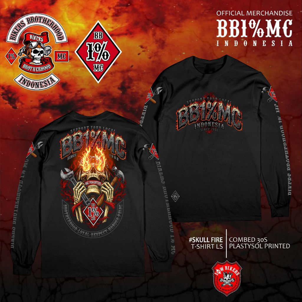 kaos panjang bikers brotherhood 1% MC(02)