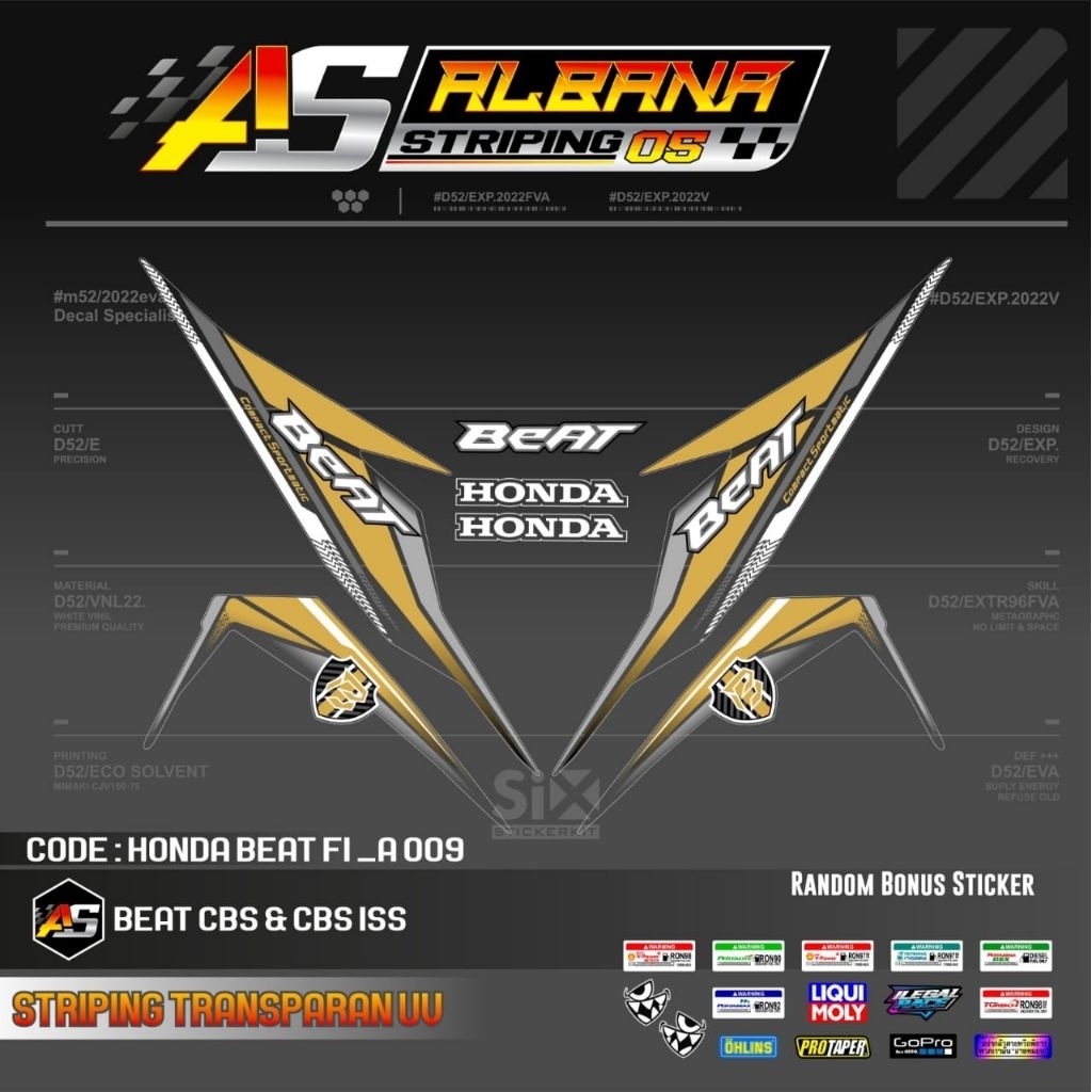 STRIPING TRANSPARAN BEAT ESP 2019 STICKER VAREASI BEAT 2019 TRANSPARAN UV