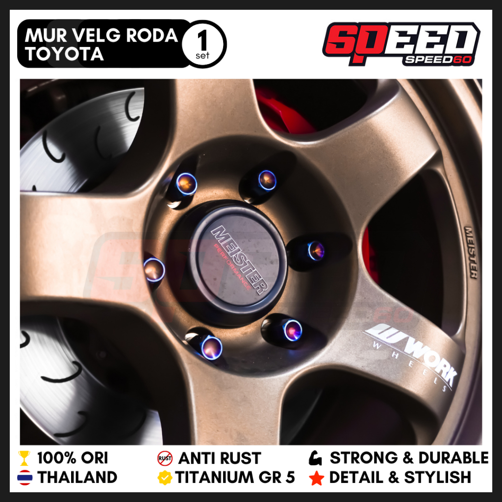 Titanium Mur Roda Lug Nut Velg Toyota Fortuner Innova Calya Veloz Avanza Hilux Yaris Agya Raize King