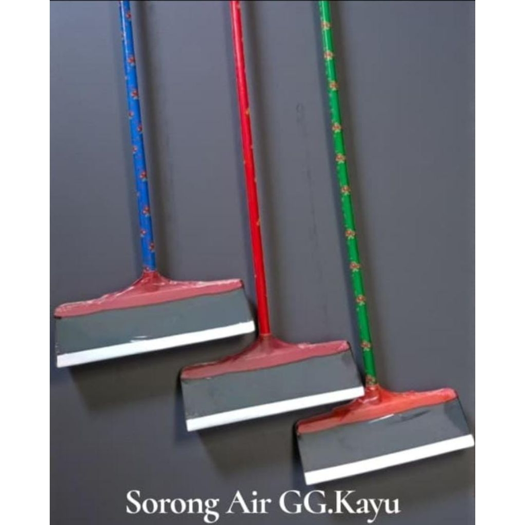 SAPU AIR KARET GAGANG KAYU / PEL KARET DORONG / SAPU LANTAI AIR / WIPER LANTAI