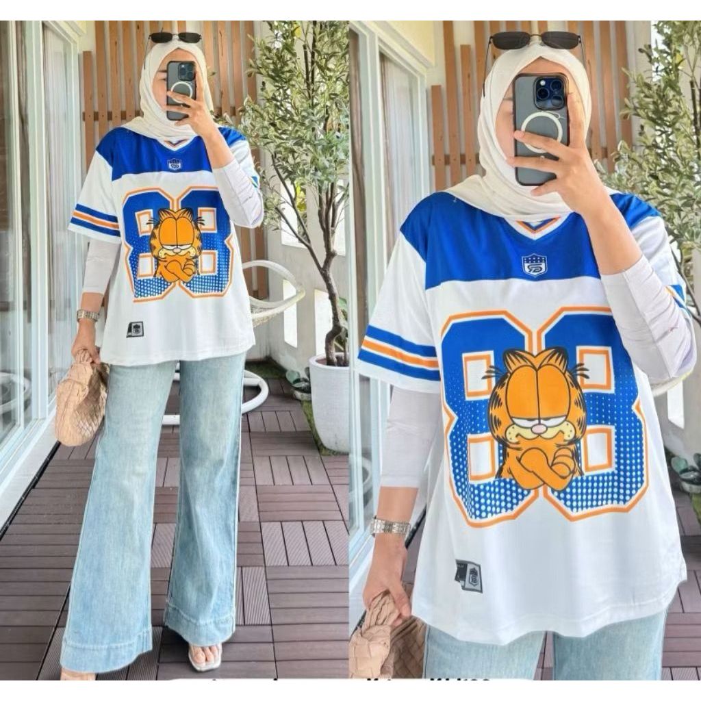 NANDO KAOS JERSEY ANGKA FULL PRINTINH GAMBAR LUCU MICKEY MINNIE KITTY OVERSIZED