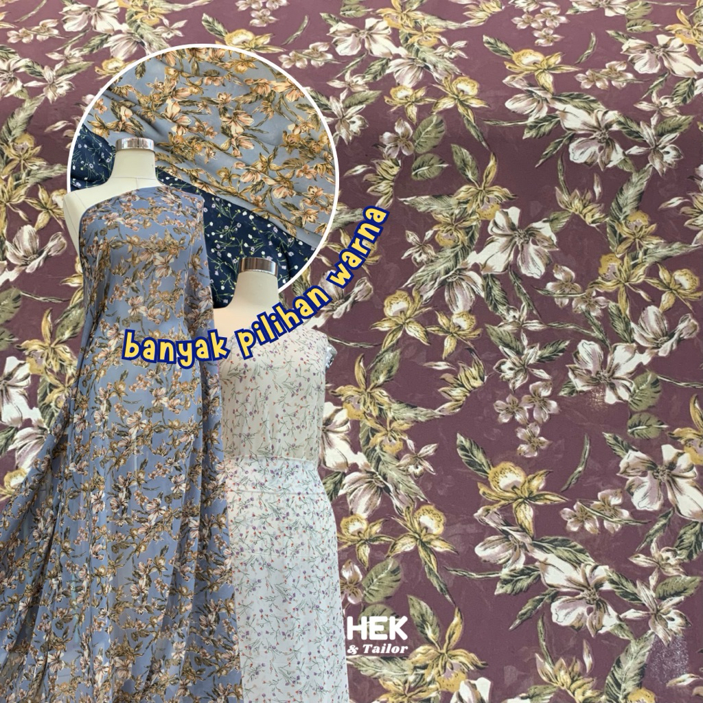 Kain Chiffon Motif Bunga / Kain Sifon Motif / Kain Gamis / Kain Hijab / Kain Baju Wanita