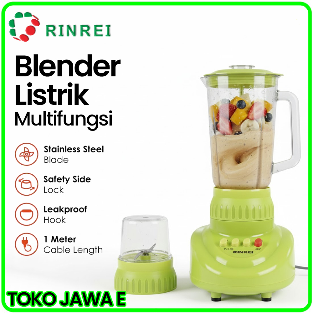 PROMO KILAT BLENDER RINREI BR-622N 2IN1 PLASTIK FOOD GRADE 6 MATA PISAU STAINLESS STEEL MULTIFUNGSI 