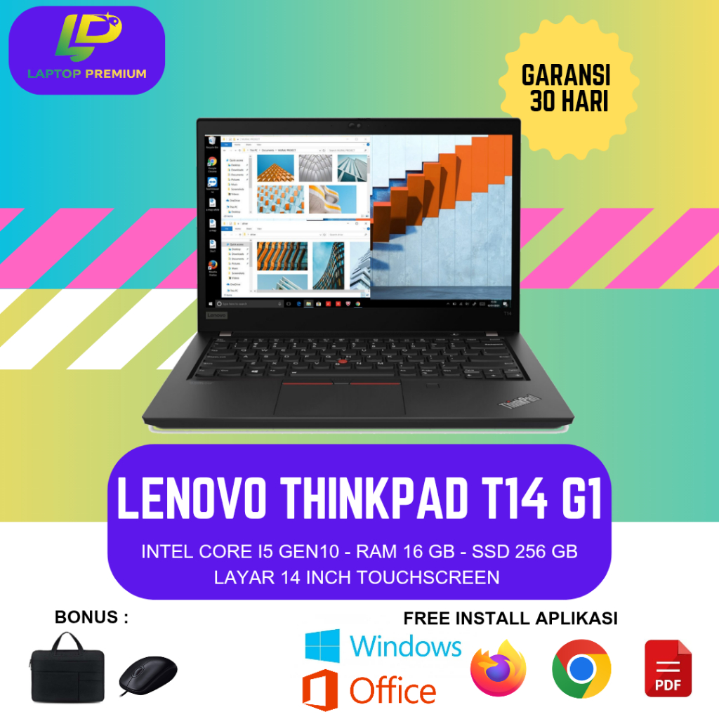 Laptop Lenovo Thinkpad T14 G1 Core i5 Gen10 RAM GB SSD 256GB Touchscreen Murah  Bergaransi