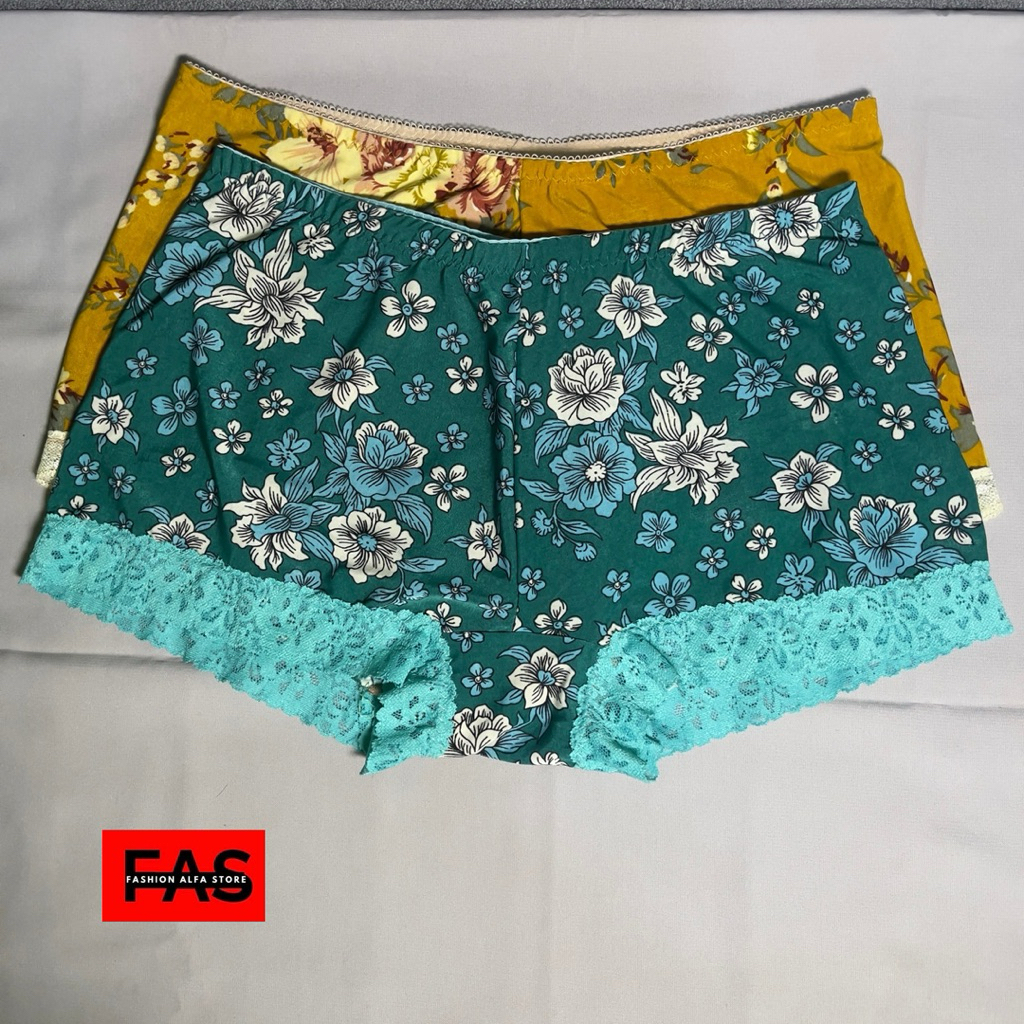 HotPromo 3pcs Celana Dalam Motif Bunga/ CD Hotpants/ Celana Dalam Renda/ CD Boxer wanita
