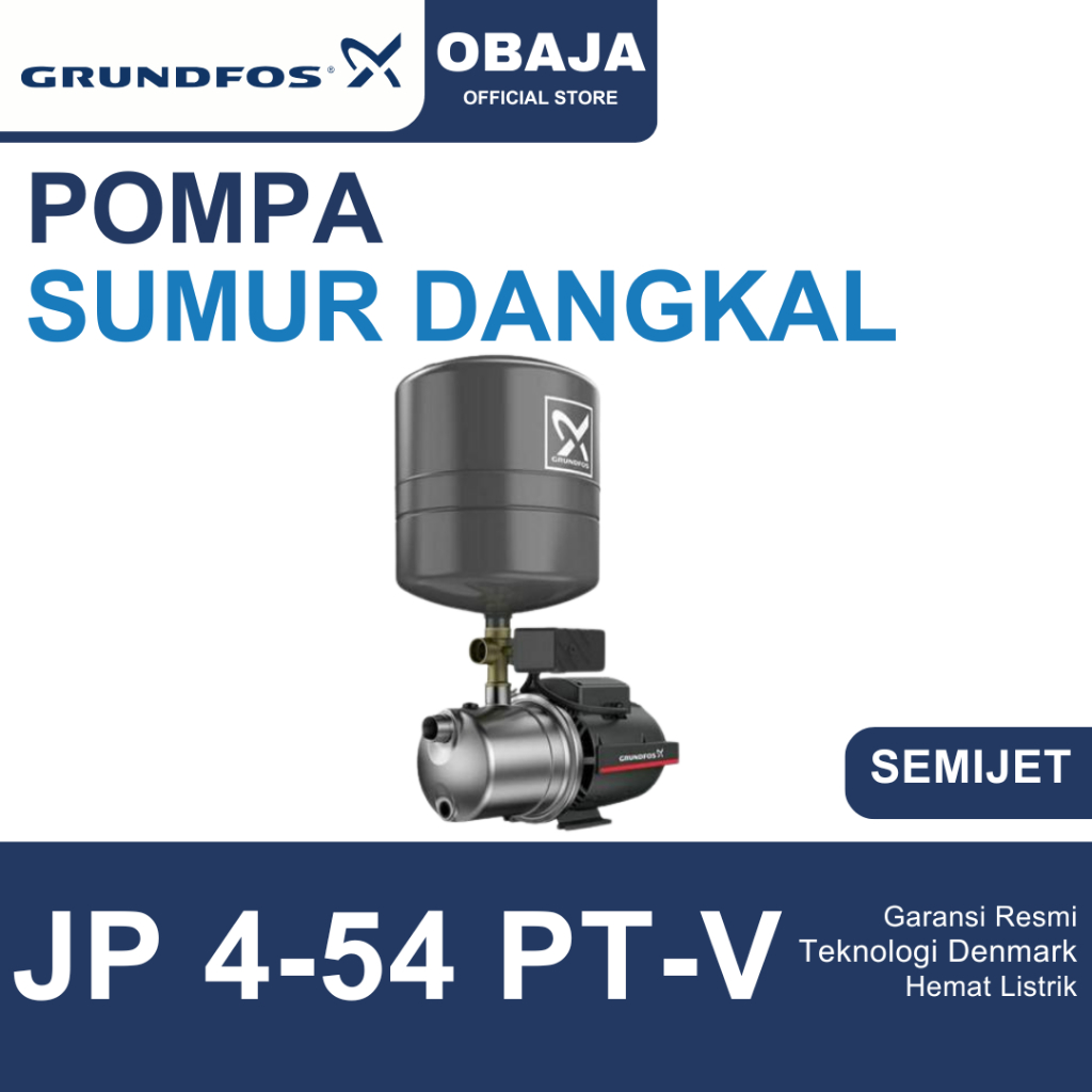 Grundfos Pompa Sumur Dangkal Semi Jet JP 4-54 PT-V / Pompa Air Semi Jet JP 4-54 PT-V Grundfos