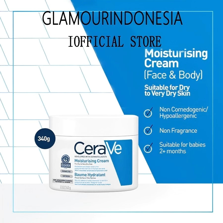 CeraVe Moisturising Cream Krim Pelembab Kulit Kering Peka 454gr MVE Technology Tanpa Parfum Hypoalle