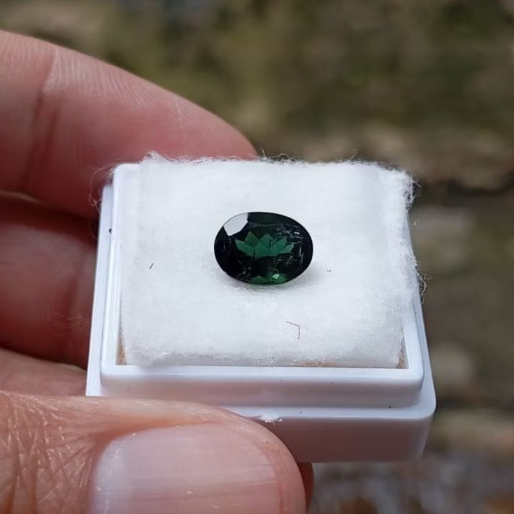 Batu permata natural green tourmaline + Memo GLI