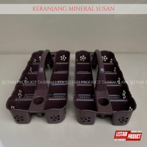 ( 6 PCS ) RAK AIR MINERAL GELAS SUSAN COKLAT 10 SLOT | RAK AQUA | RAK GELAS | KERANJANG AQUA | KERAN