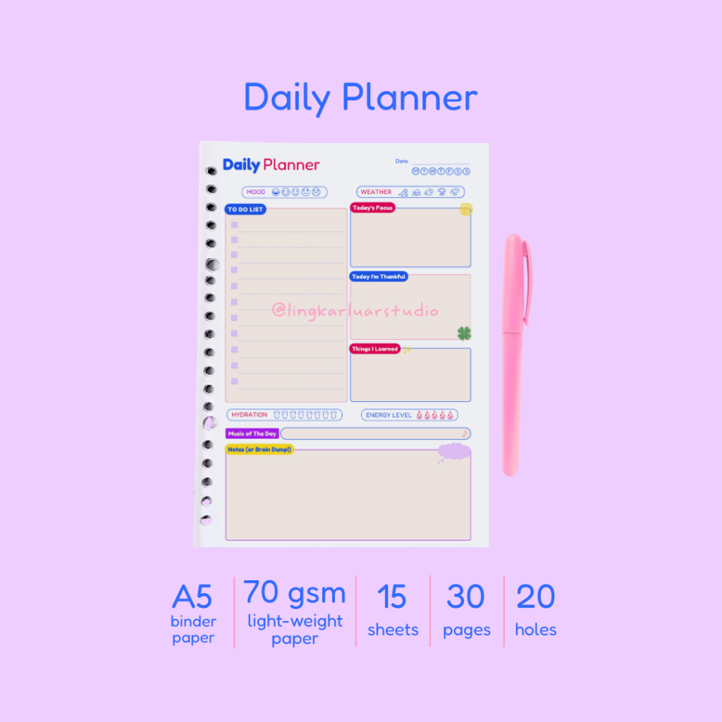 DAILY PLANNER WEEKLY PLANNER MONTHLY PLANNER MONTHLY BUDGET LOOSE LEAF BINDER A5 20 LUBANG AGENDA CO
