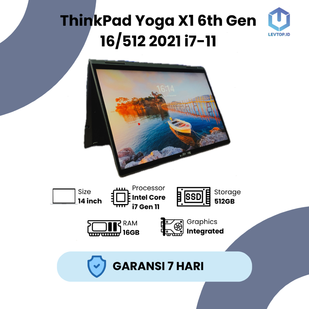 Lenovo ThinkPad X1 Yoga Gen 6 | i7 Gen 11 | 16GB | 512GB | Touch 360° | Laptop 2in1 | Bekas Second