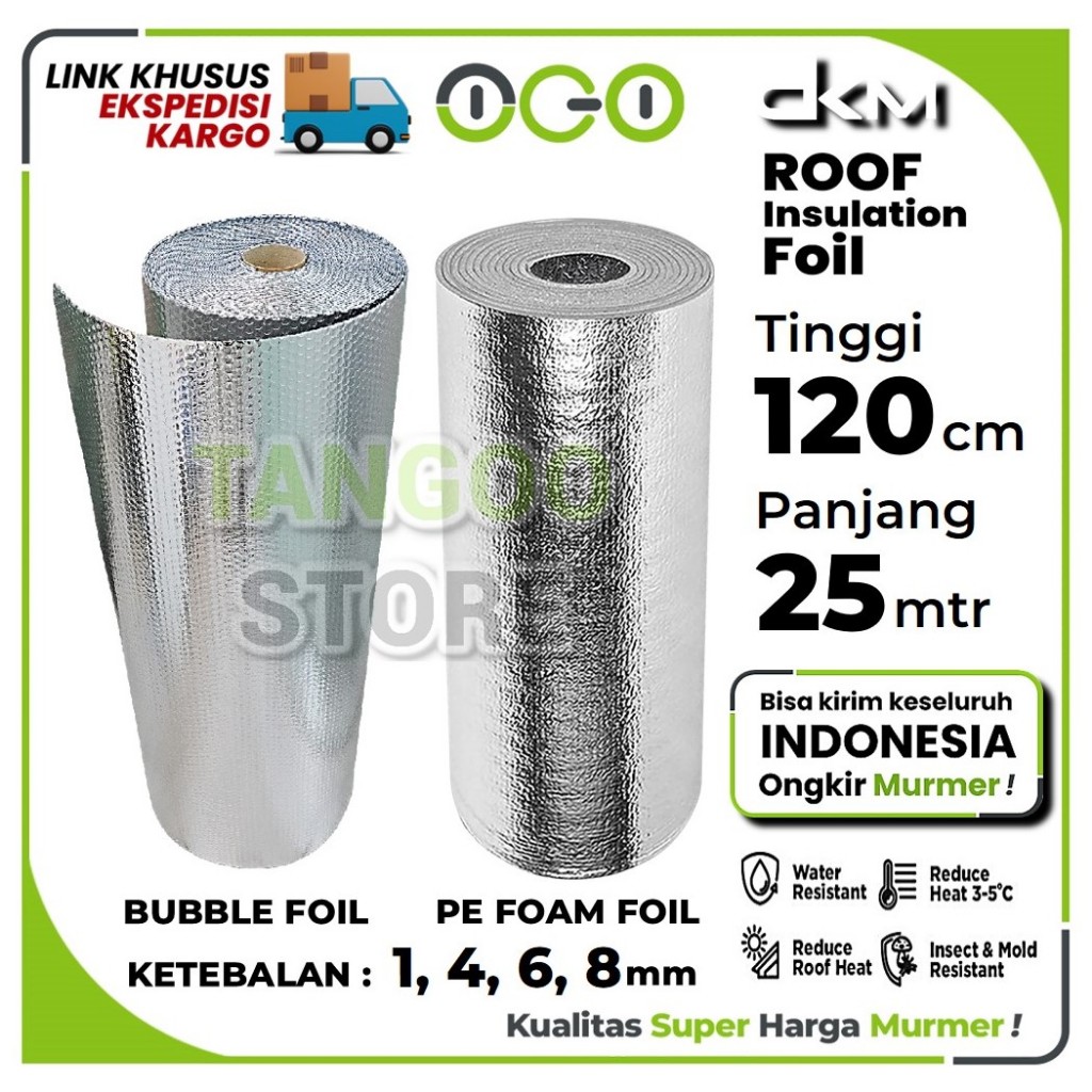 Peredam Panas Atap Rumah DKM Bubble Insulation Foil Roll -Tebal 4mm Bubble Alumunium Metalizing Foil