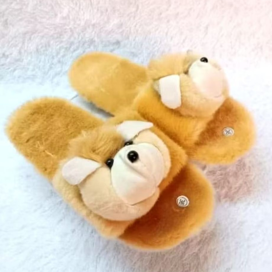 Sandal Bulu Boneka Selop Anak Perempuan Sendal Kamar Rumah Sandal Hotel Ukuran 26-35 Bulu Halus Nyam